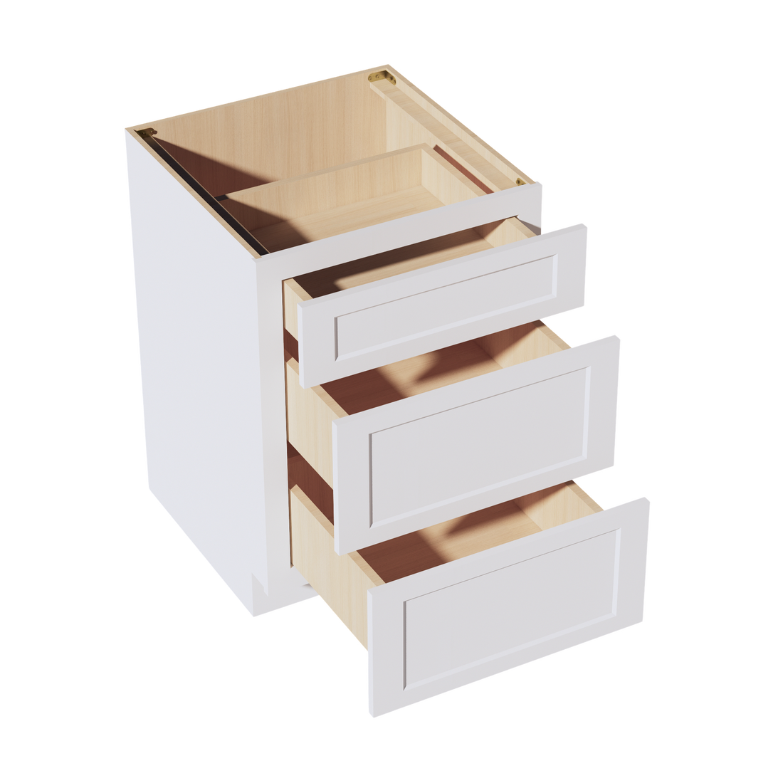 HF-DB24: Frost White Shaker 24" 3 Drawers Base Cabinet