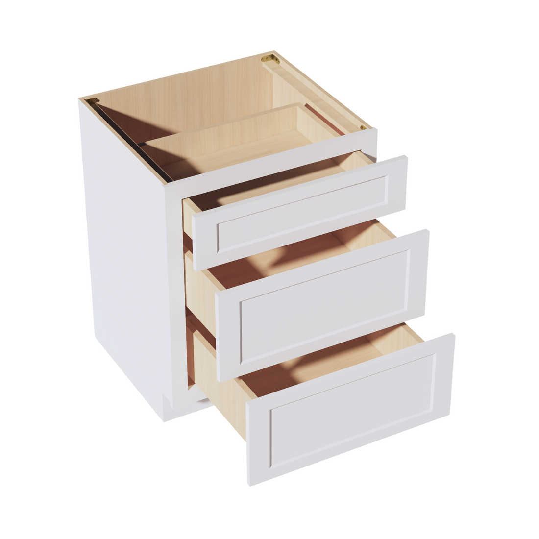 HF-DB27: Frost White Shaker 27" 3 Drawers Base Cabinet