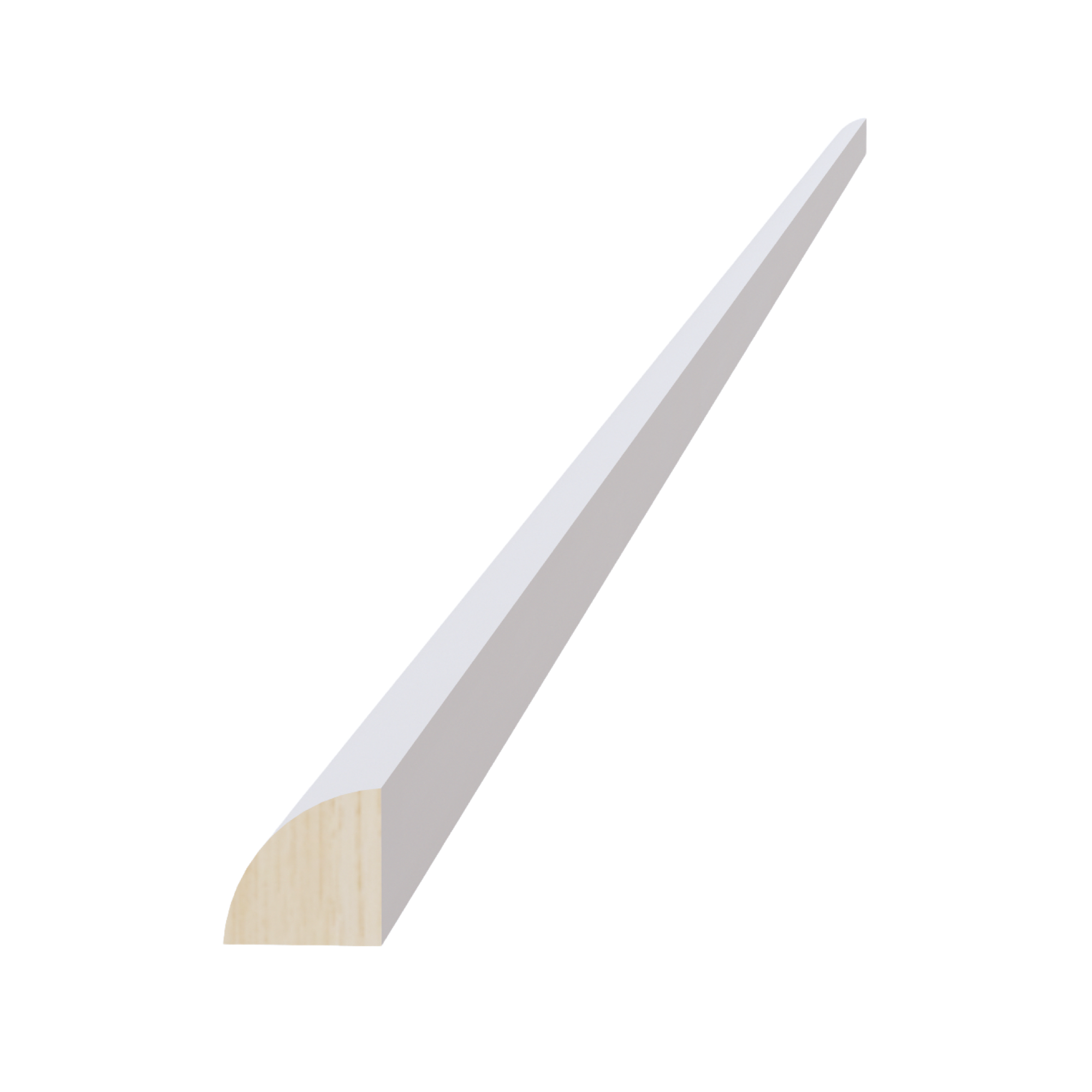 SF-QRM: Frost White Slim Shaker 96"W x 3/4"H x 3/4"D Quarter Round Shoe Molding
