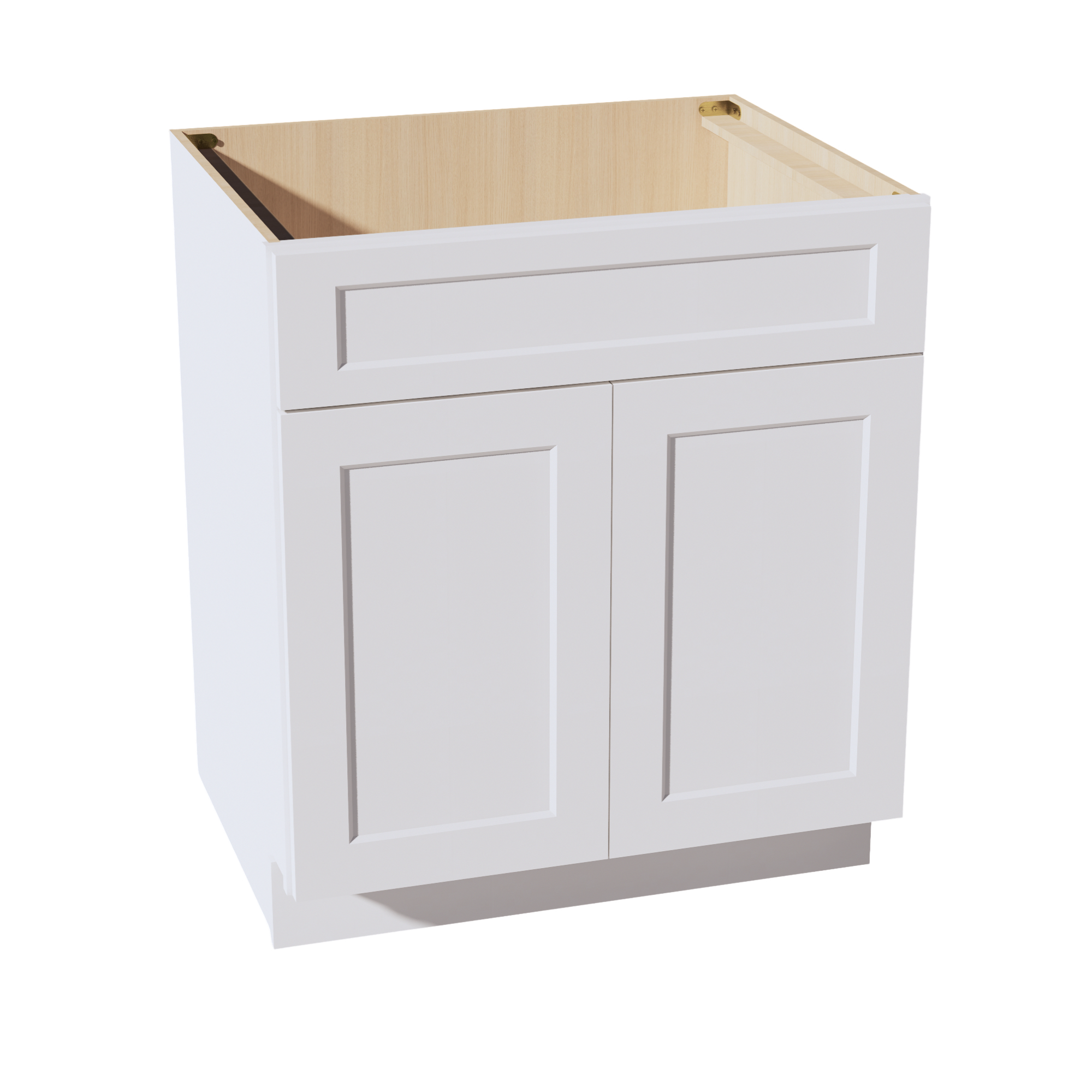 HF-SB30: Frost White Shaker 30" 2 Doors 1 False Drawer Sink Base Cabinet