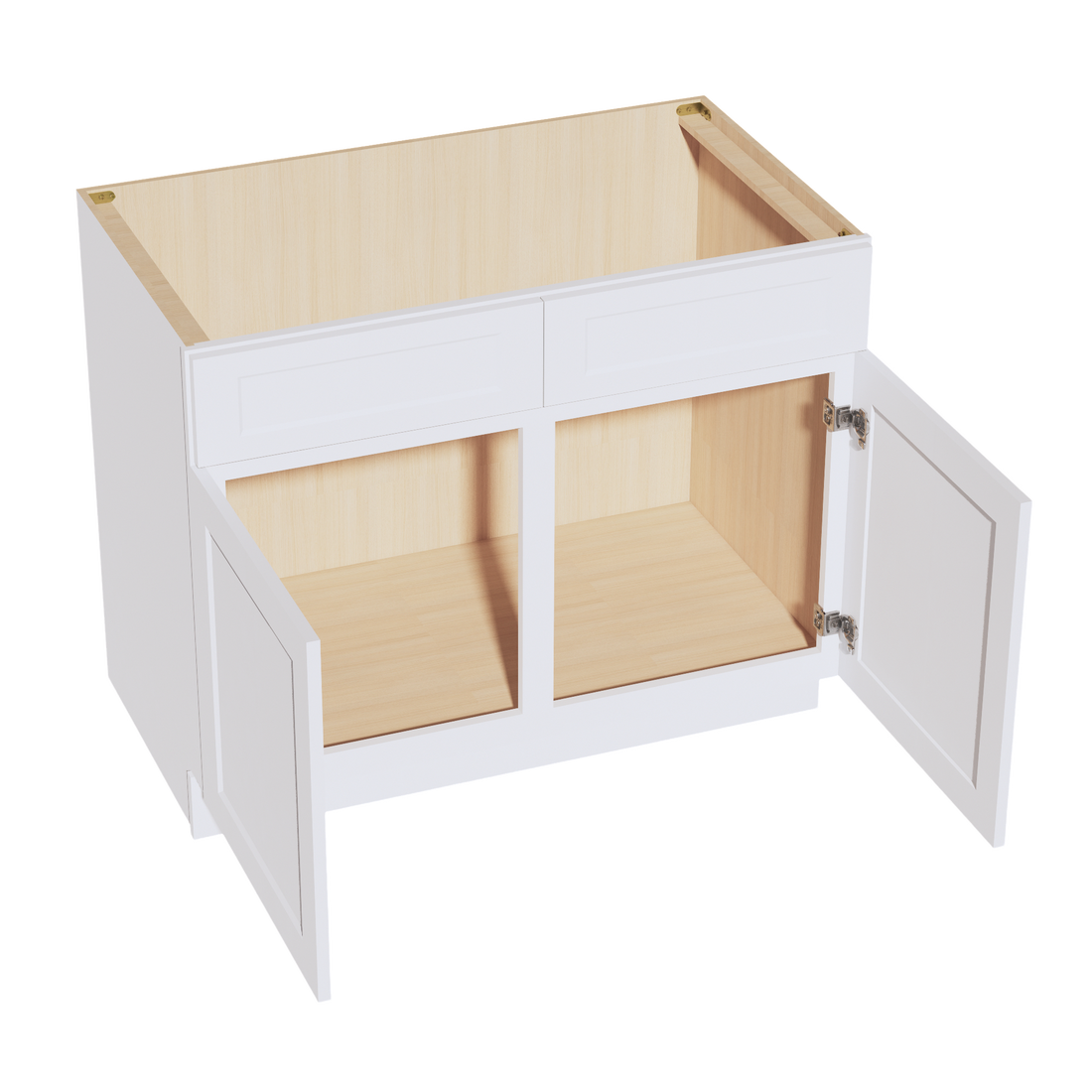 HF-SB42: Frost White Shaker 42" 2 Doors 2 False Drawers Sink Base Cabinet