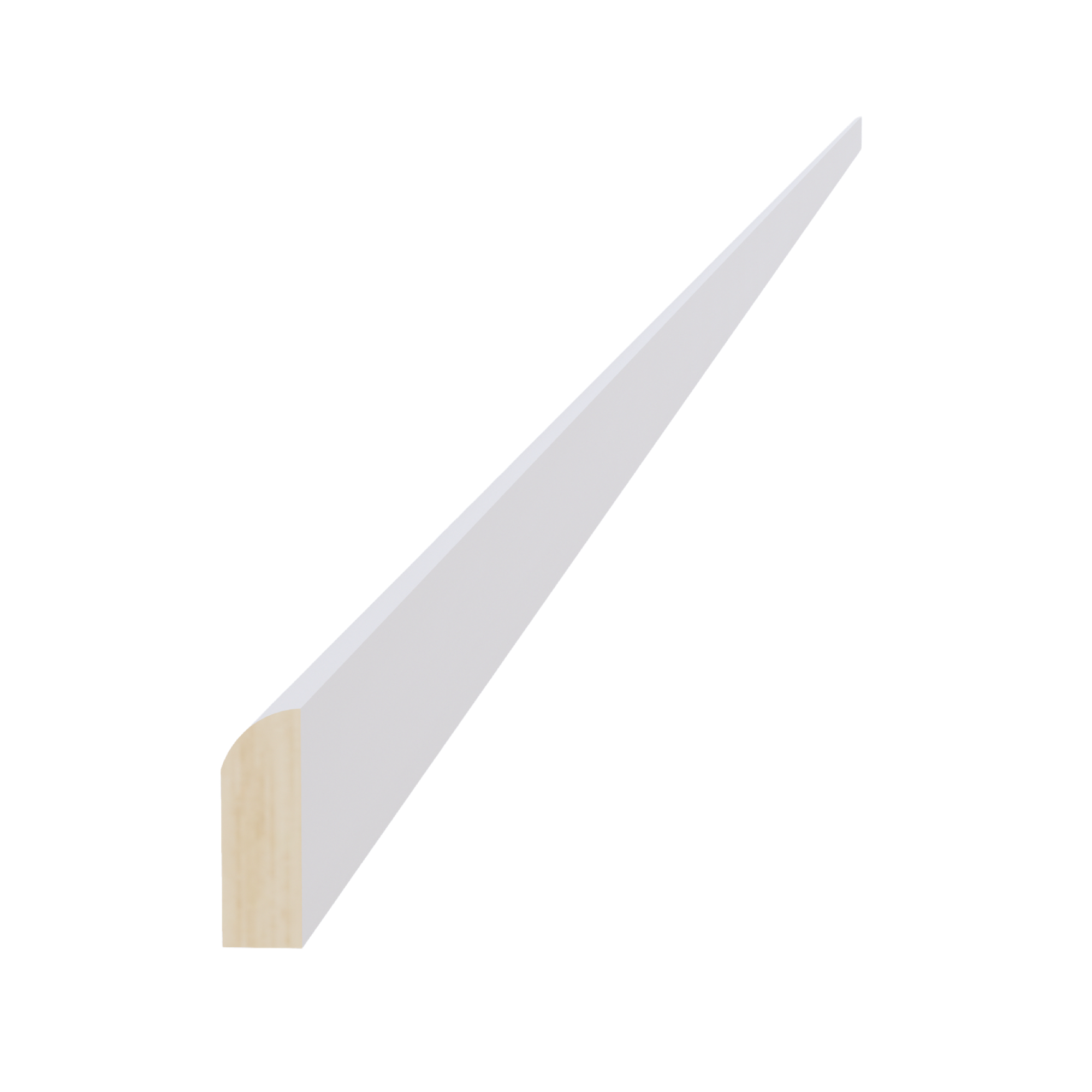 SF-SM8-S: Frost White Slim Shaker 96"W x 3/4"H x 1/4"D Scribe Molding