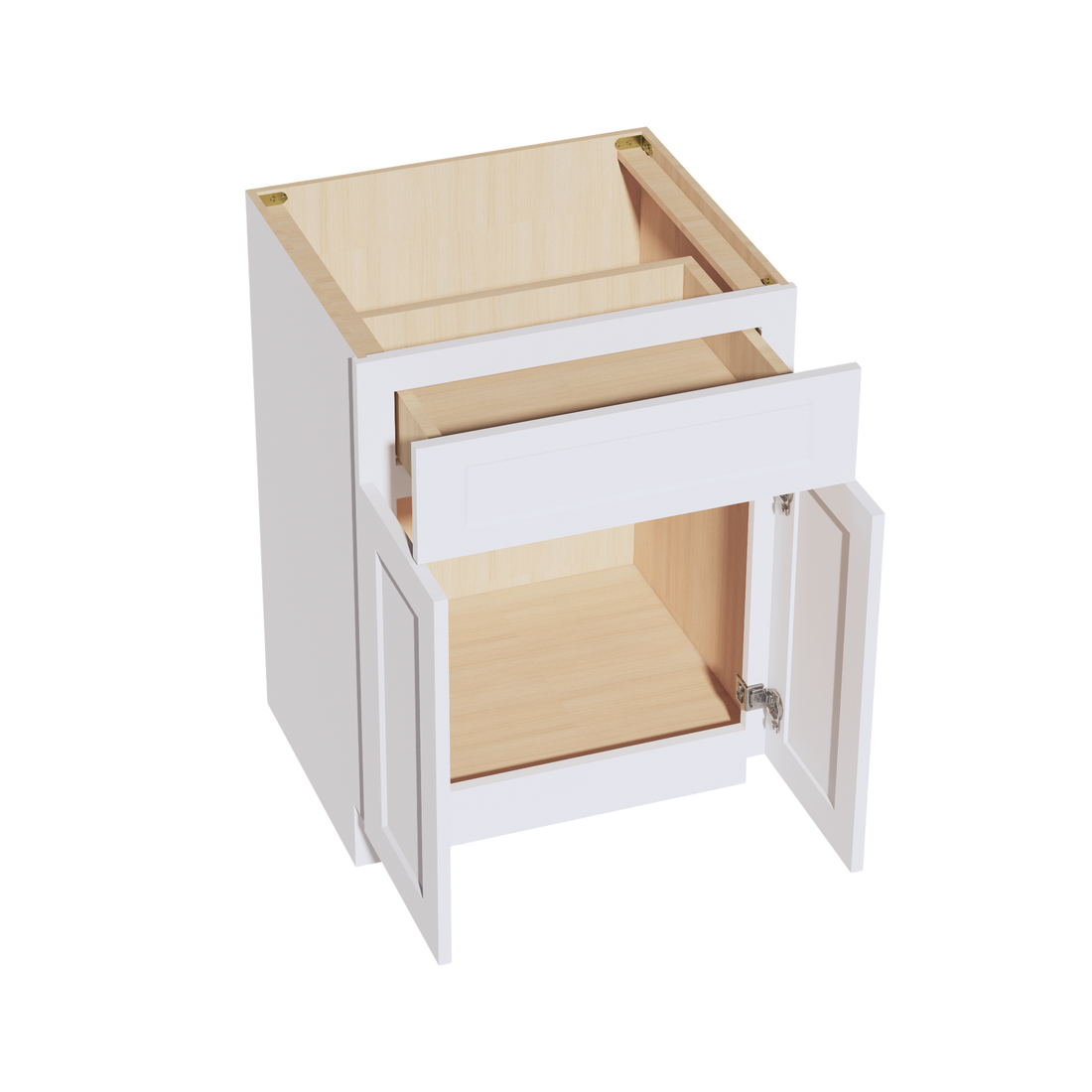 HF-VB2421: Frost White Shaker 24"W x 34-1/2"H x 21"D 2 Doors & 1 Drawer Double Door Vanity Base Cabinets