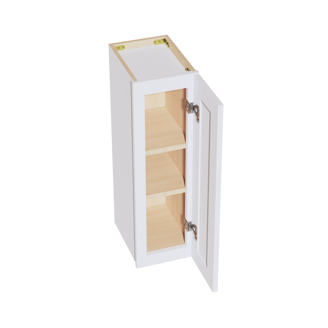 HF-W0930: Frost White Shaker 09"W x 30"H 1 Door & 2 Shelves Standard Wall Cabinet