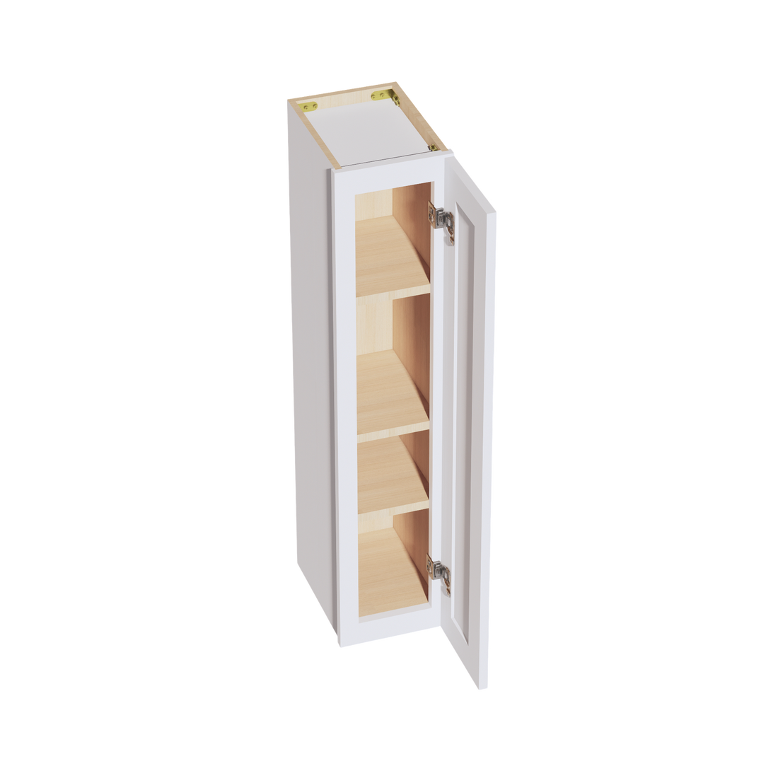 HF-W0942: Frost White Shaker 09"W x 42"H 1 Door & 3 Shelves Standard Wall Cabinet