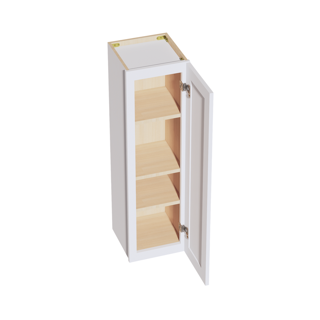 HF-W1242: Frost White Shaker 12"W x 42"H 1 Door & 3 Shelves Standard Wall Cabinet