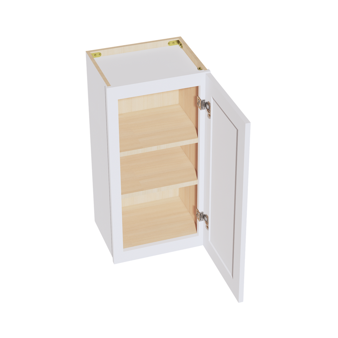 HF-W1530: Frost White Shaker 15"W x 30"H 1 Door & 2 Shelves Standard Wall Cabinet