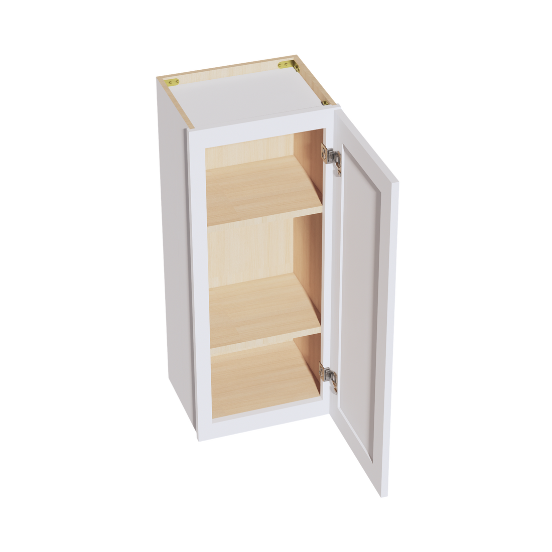 HF-W1536: Frost White Shaker 15"W x 36"H 1 Door & 2 Shelves Standard Wall Cabinet