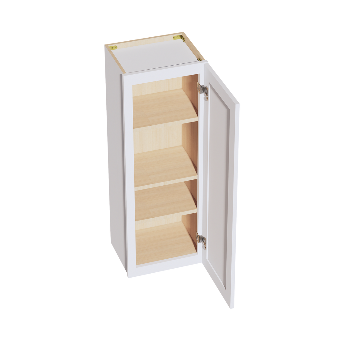 HF-W1542: Frost White Shaker 15"W x 42"H 1 Door & 3 Shelves Standard Wall Cabinet