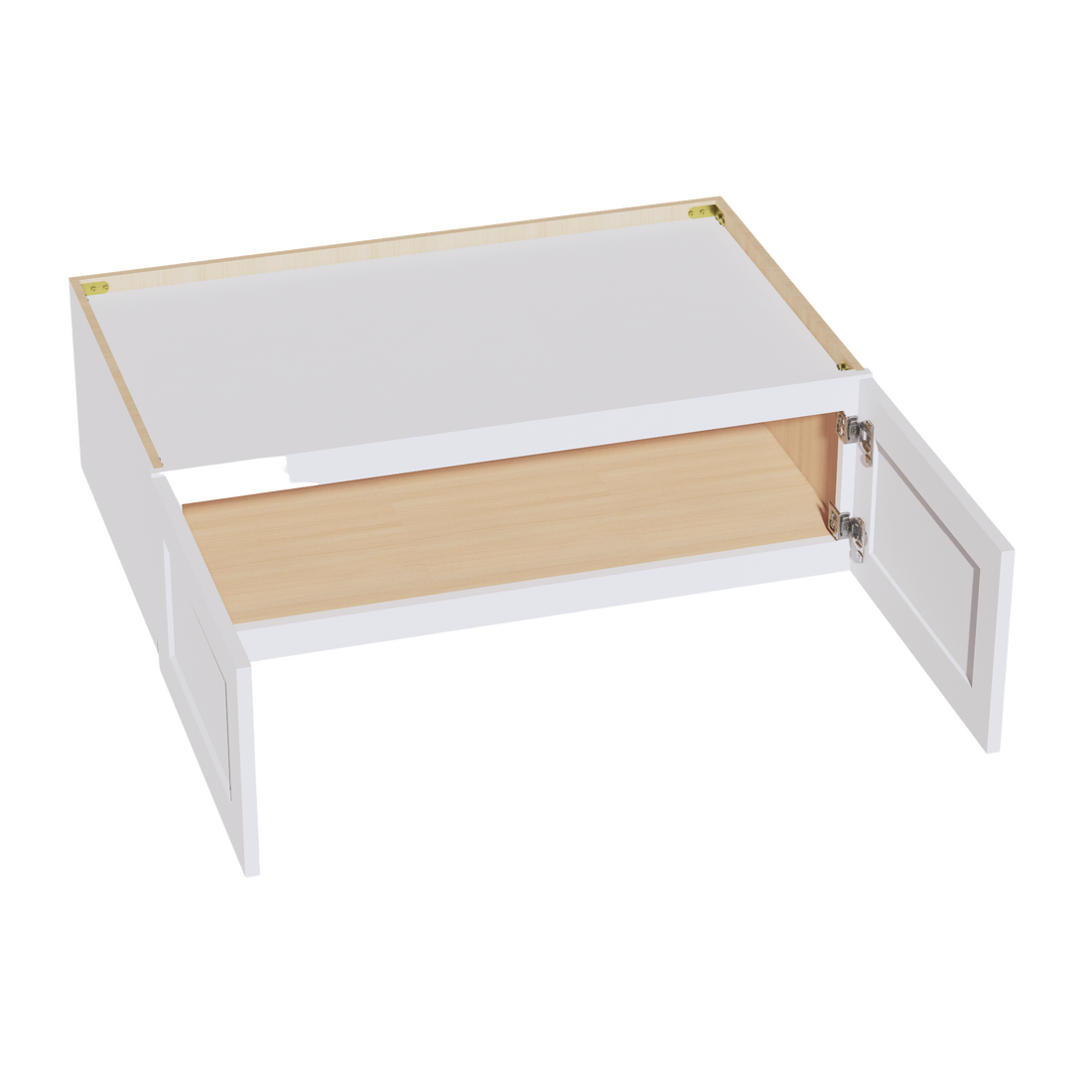 HF-W391224: Frost White Shaker 39"W x 12"H x 24"D 2 Doors Standard Bridge Wall Cabinet