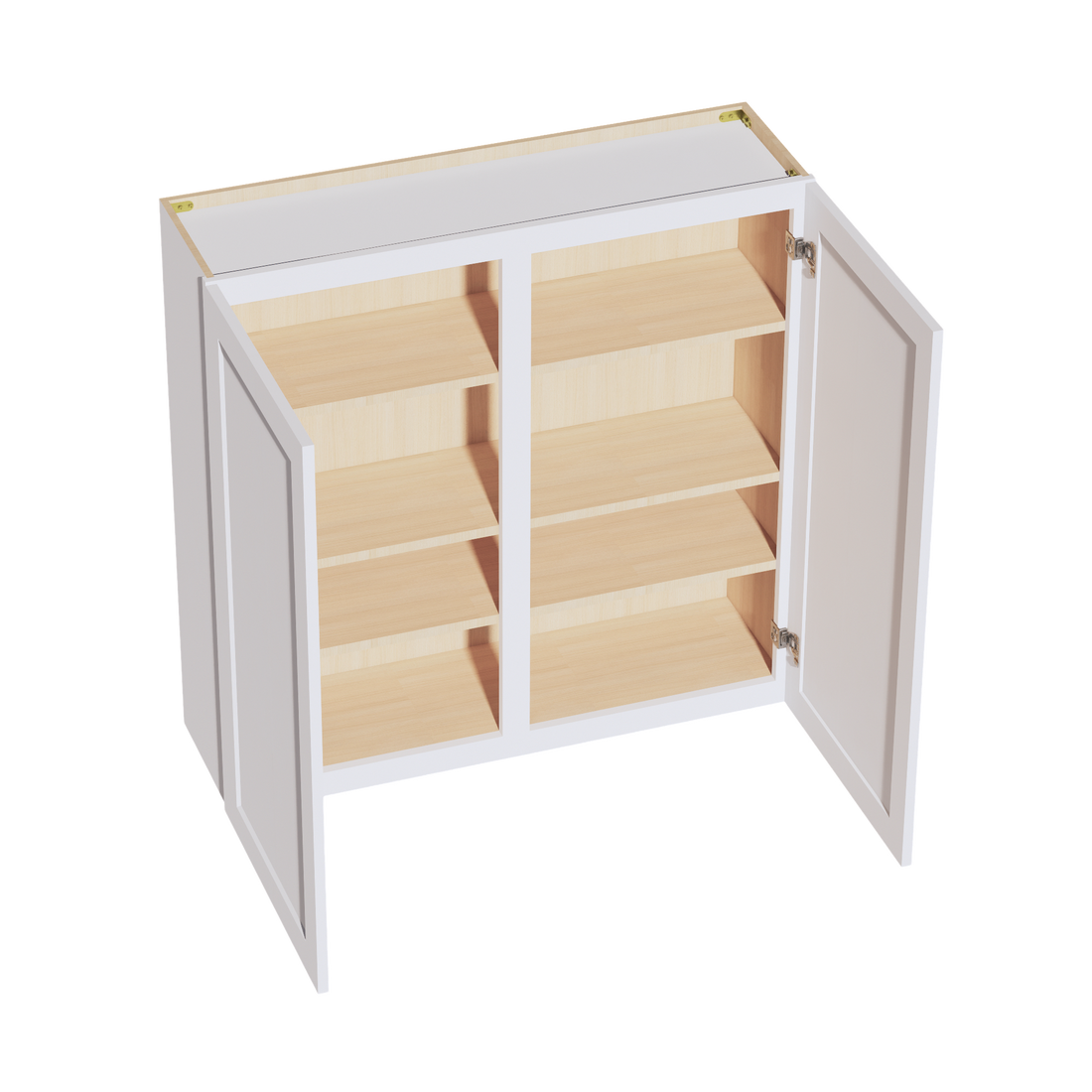 HF-W4242: Frost White Shaker 42"W x 42"H 2 Doors & 3 Shelves Standard Wall Cabinet