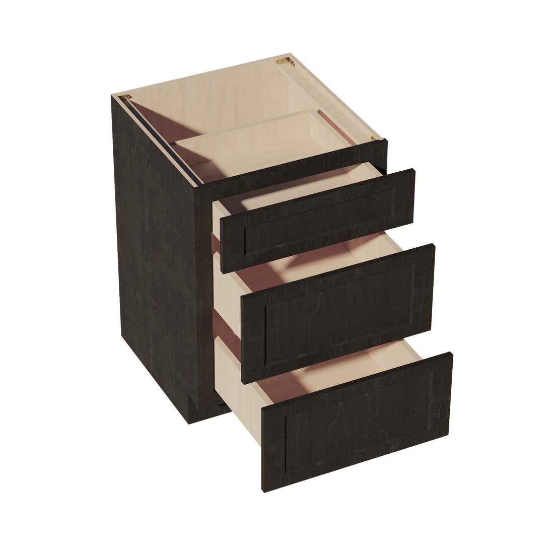 HG-DB24: Dark Gray Shaker 24" 3 Drawers Base Cabinet