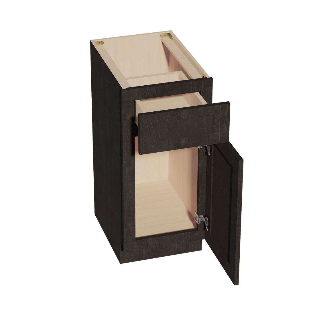 HG-VB1521: Dark Gray Shaker 15"W x 34-1/2"H x 21"D 1 Door & 1 Drawer Single Door Vanity Base Cabinets
