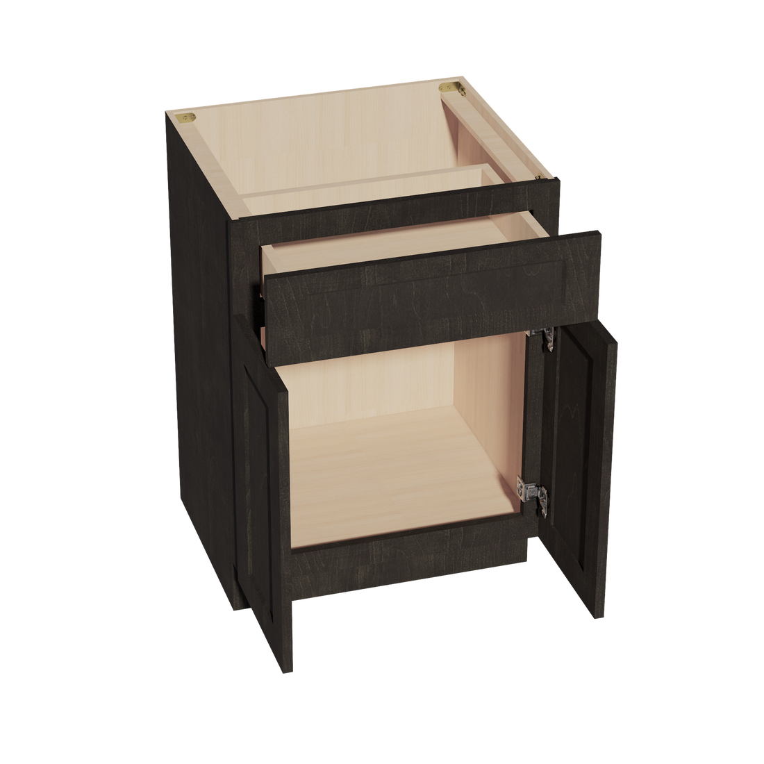 HG-VB2421: Dark Gray Shaker 24"W x 34-1/2"H x 21"D 2 Doors & 1 Drawer Double Door Vanity Base Cabinets