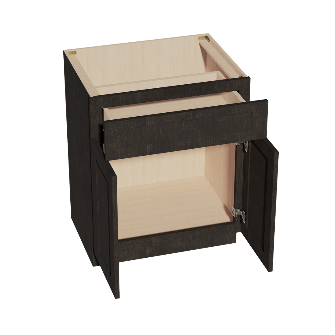 HG-VB2721: Dark Gray Shaker 27"W x 34-1/2"H x 21"D 2 Doors & 1 Drawer Double Door Vanity Base Cabinets