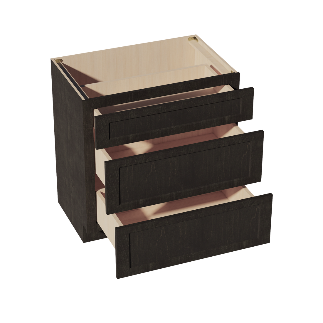HG-VDB3321: Dark Gray Shaker 33"W x 34-1/2"H x 21"D  3 Drawers Vanity Base Cabinets