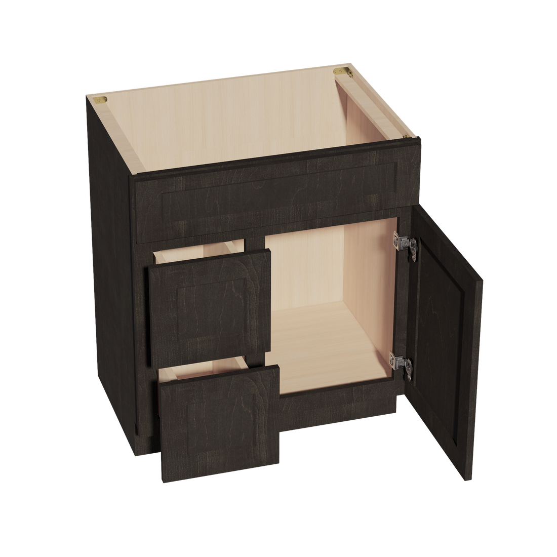 HG-VSD3021L: Dark Gray Shaker 30"W x 34-1/2"H x 21"D 1 Door & 2 Left Drawers Offset Vanity Sink Base Cabinets