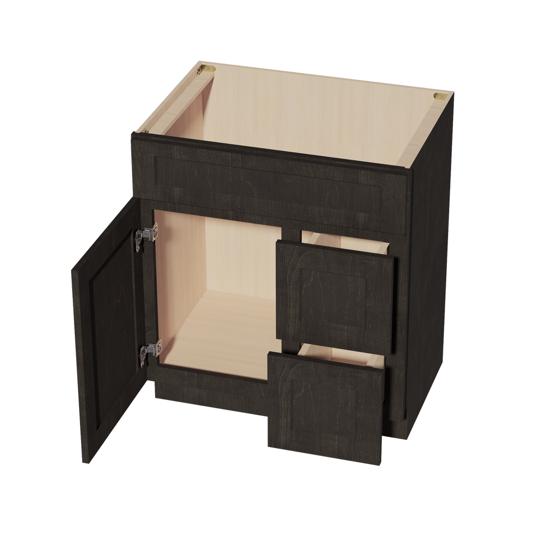 HG-VSD3021R: Dark Gray Shaker 30"W x 34-1/2"H x 21"D 1 Door & 2 Right Drawers Offset Vanity Sink Base Cabinets