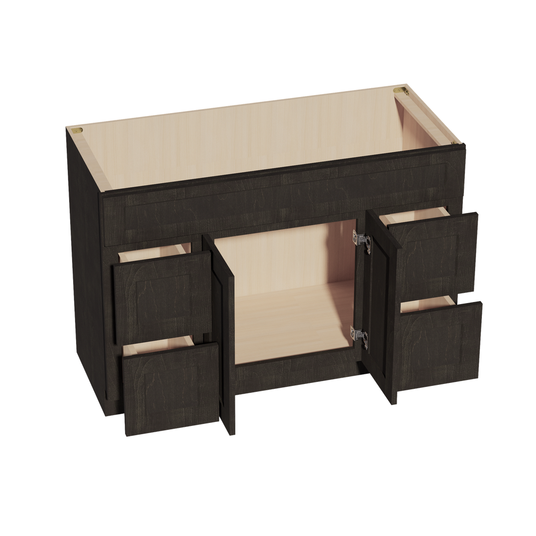 HG-VSD4821: Dark Gray Shaker 48"W x 34-1/2"H x 21"D 2 Doors, 4 Drawers & 1 False Drawer Centered Vanity Sink Base Cabinets