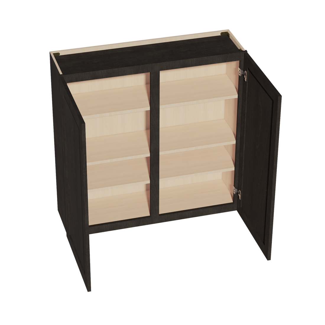 HG-W4242: Dark Gray Shaker 42"W x 42"H 2 Doors & 3 Shelves Standard Wall Cabinet