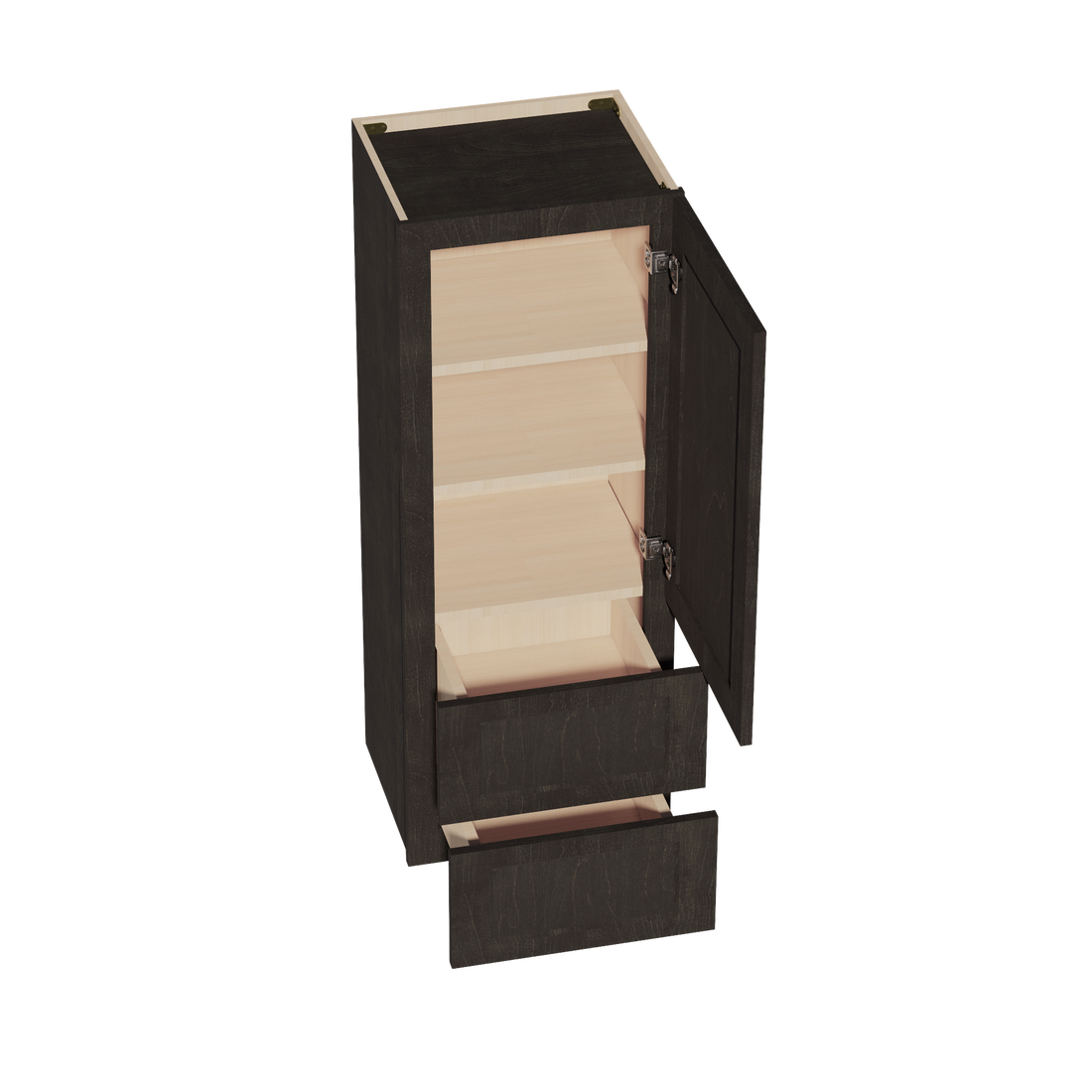 HG-WD1848: Dark Gray Shaker 18"W x 48"H 1 Door & 2 Drawers Special Wall Cabinet