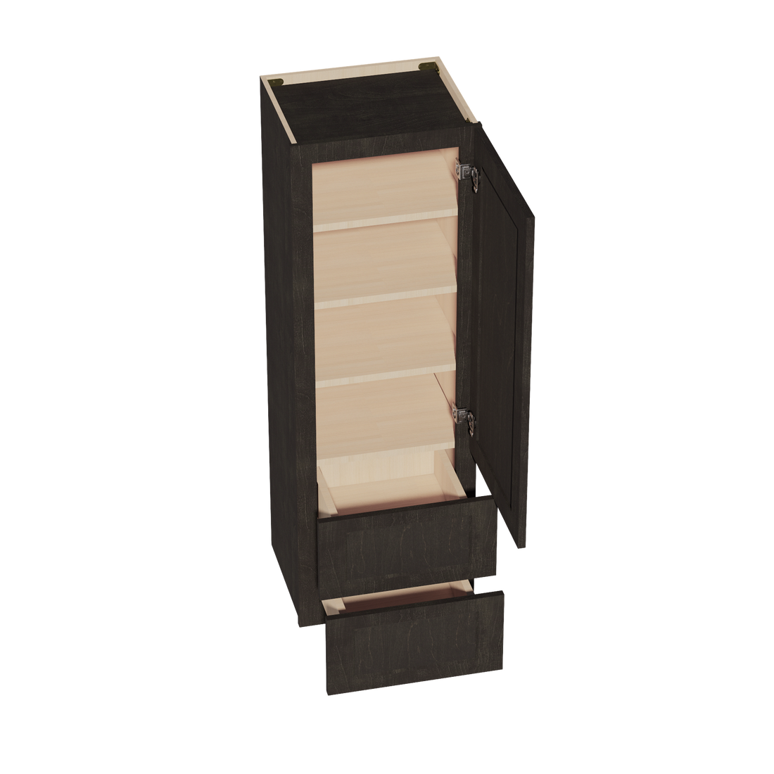 HG-WD1854: Dark Gray Shaker 18"W x 54"H 1 Door & 2 Drawers Special Wall Cabinet