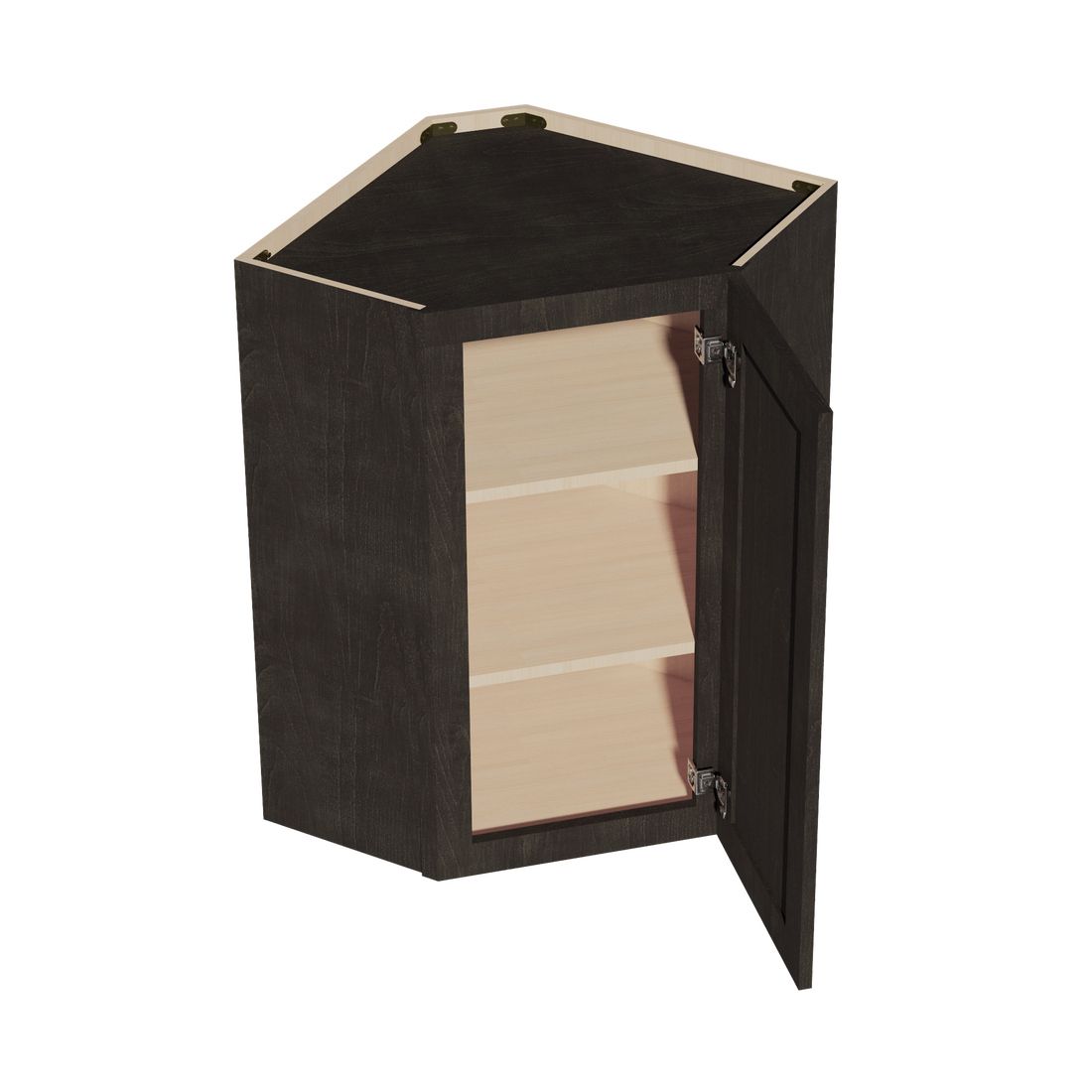 HG-WDC2436: Dark Gray Shaker 24"W x 36"H 1 Door & 2 Shelves Diagonal Wall Corner Cabinet
