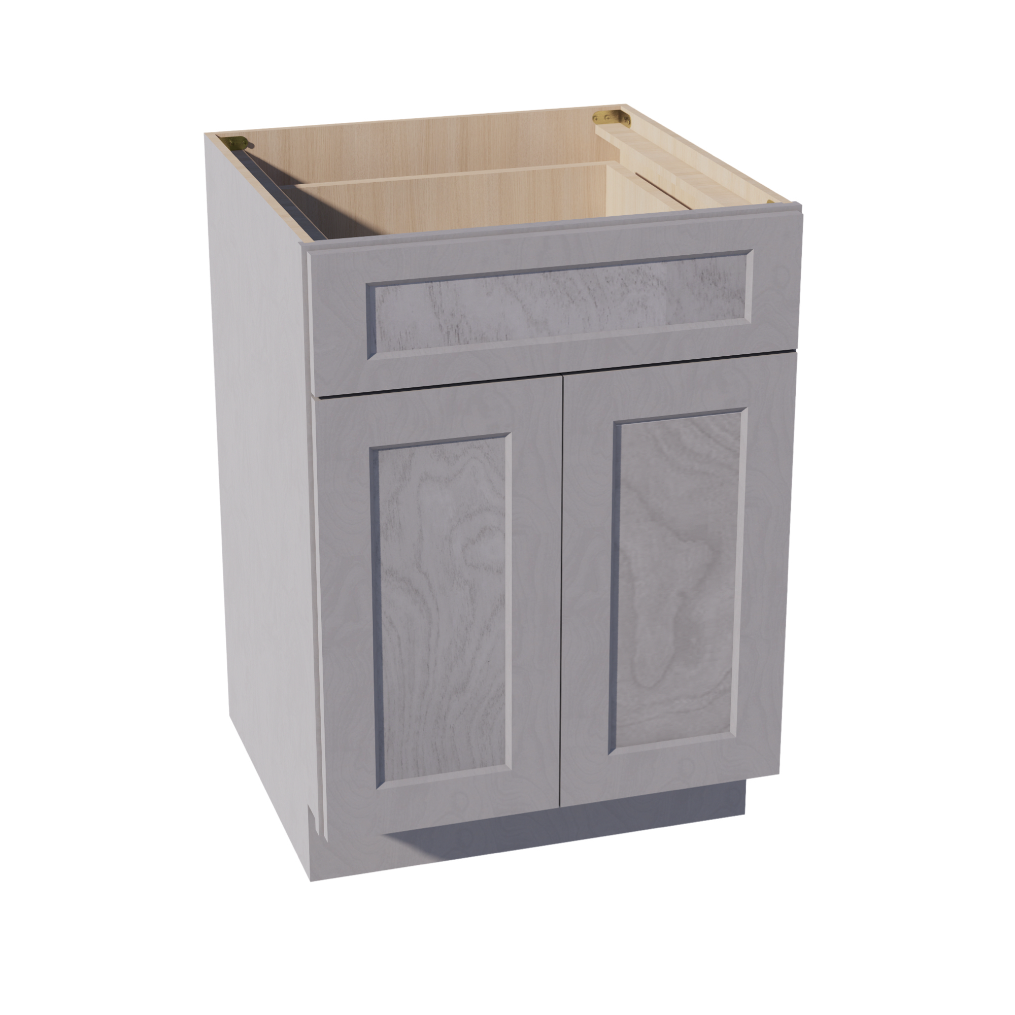 HLG-B24: Light Gray Shaker 24" 1 Drawer 2 Doors Standard Base Cabinet