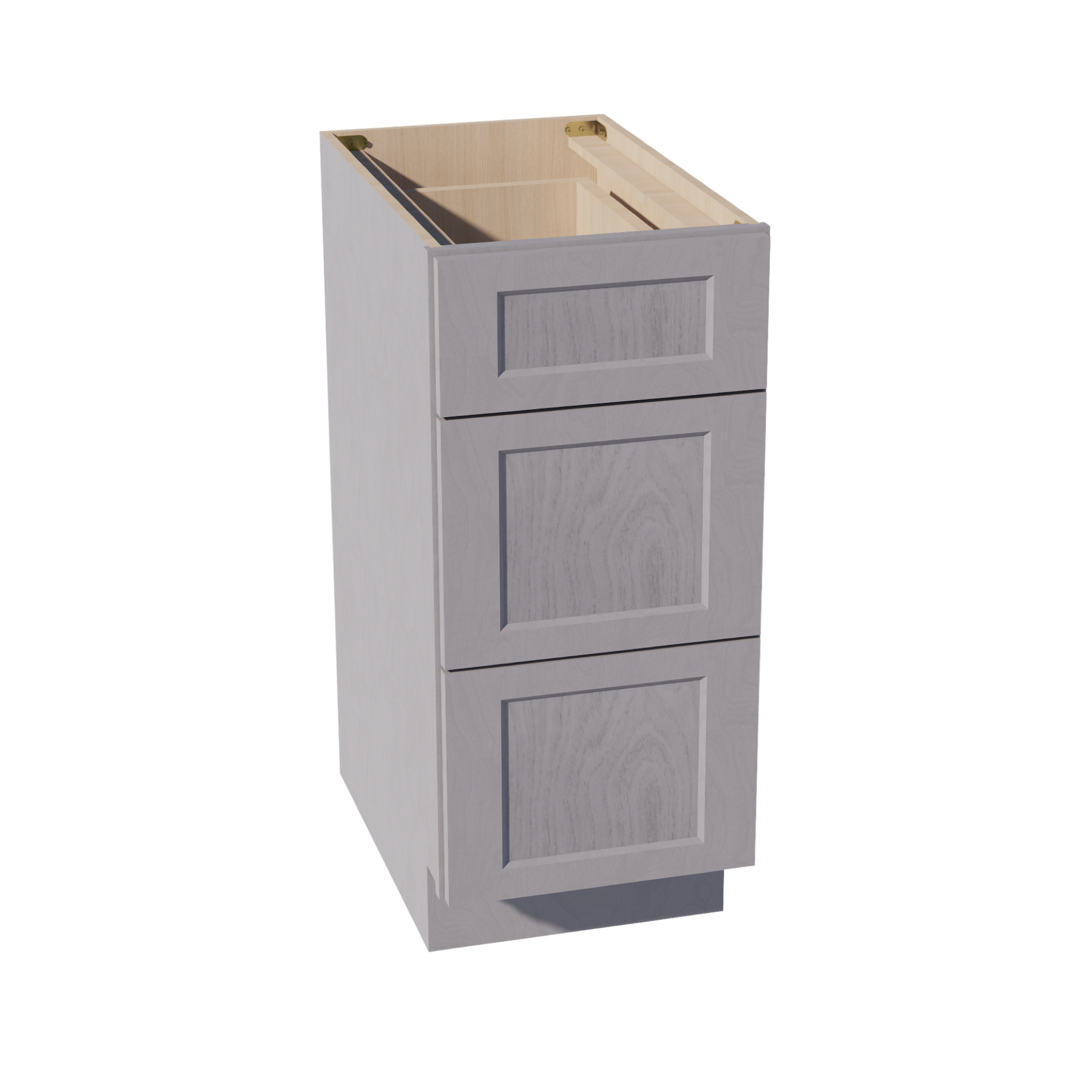 HLG-DB15: Light Gray Shaker 15" 3 Drawers Base Cabinet