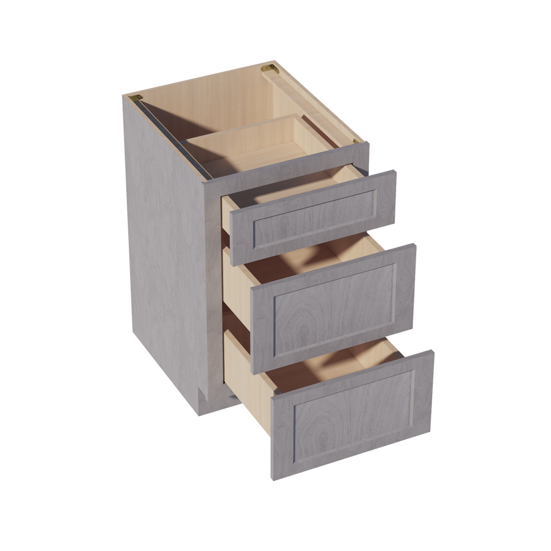HLG-DB21: Light Gray Shaker 21" 3 Drawers Base Cabinet