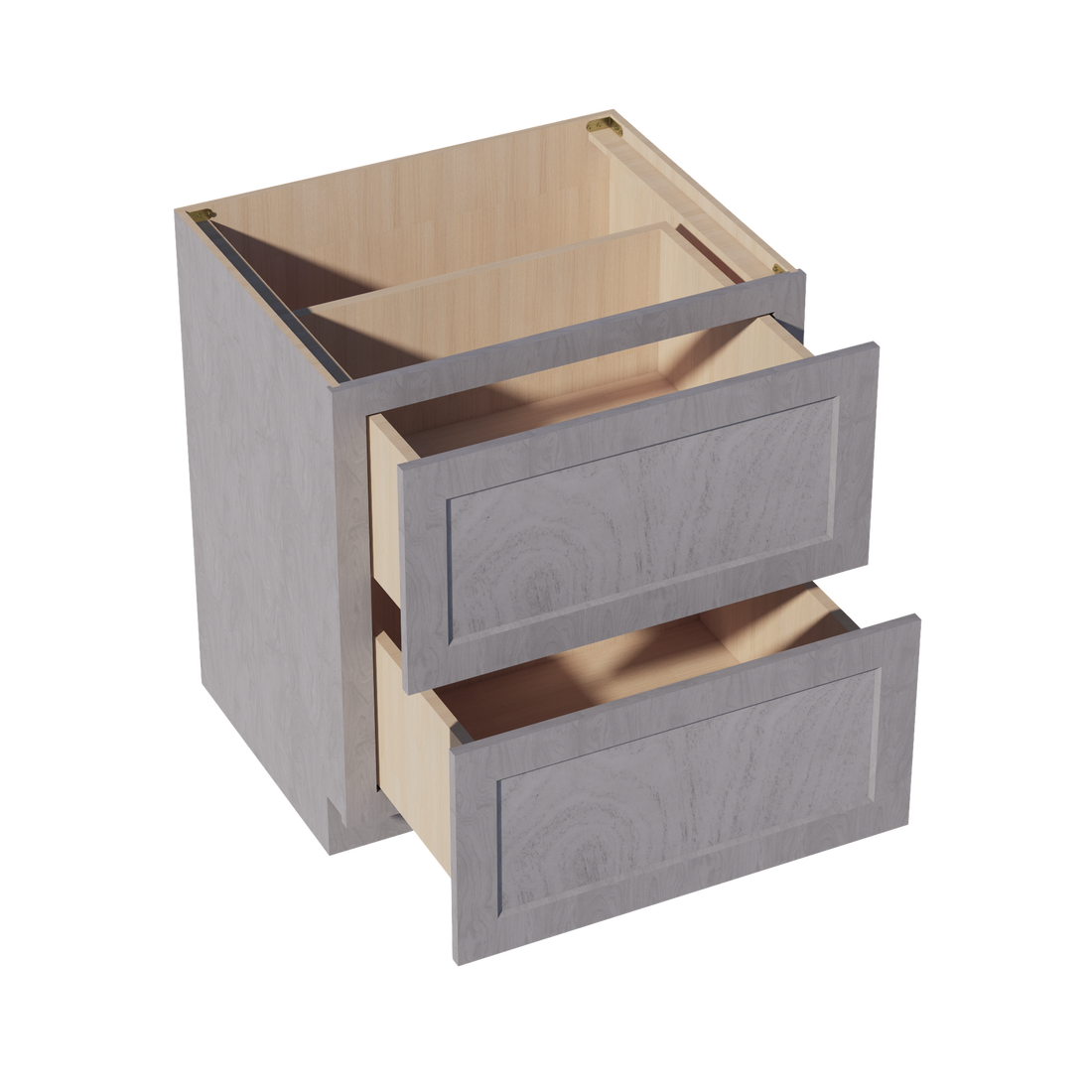 HLG-DB30-2: Light Gray Shaker 30" 2 Drawers Base Cabinet