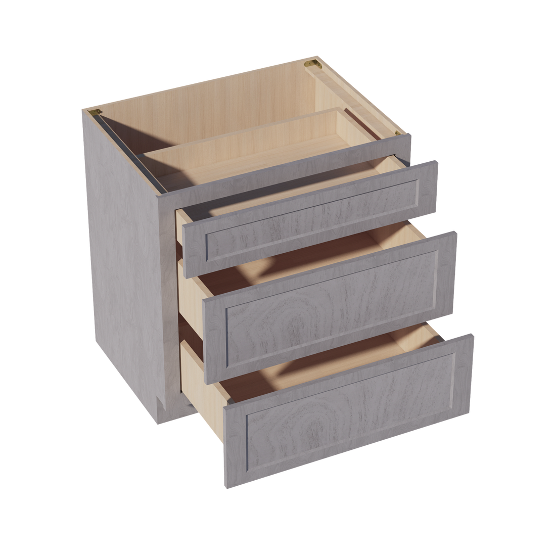 HLG-DB33: Light Gray Shaker 33" 3 Drawers Base Cabinet