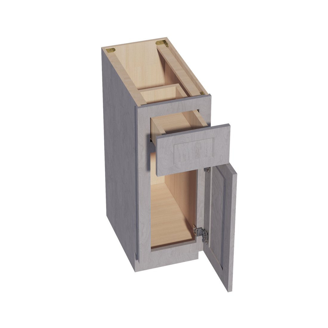 HLG-VB1221: Light Gray Shaker 12"W x 34-1/2"H x 21"D 1 Door & 1 Drawer Single Door Vanity Base Cabinets