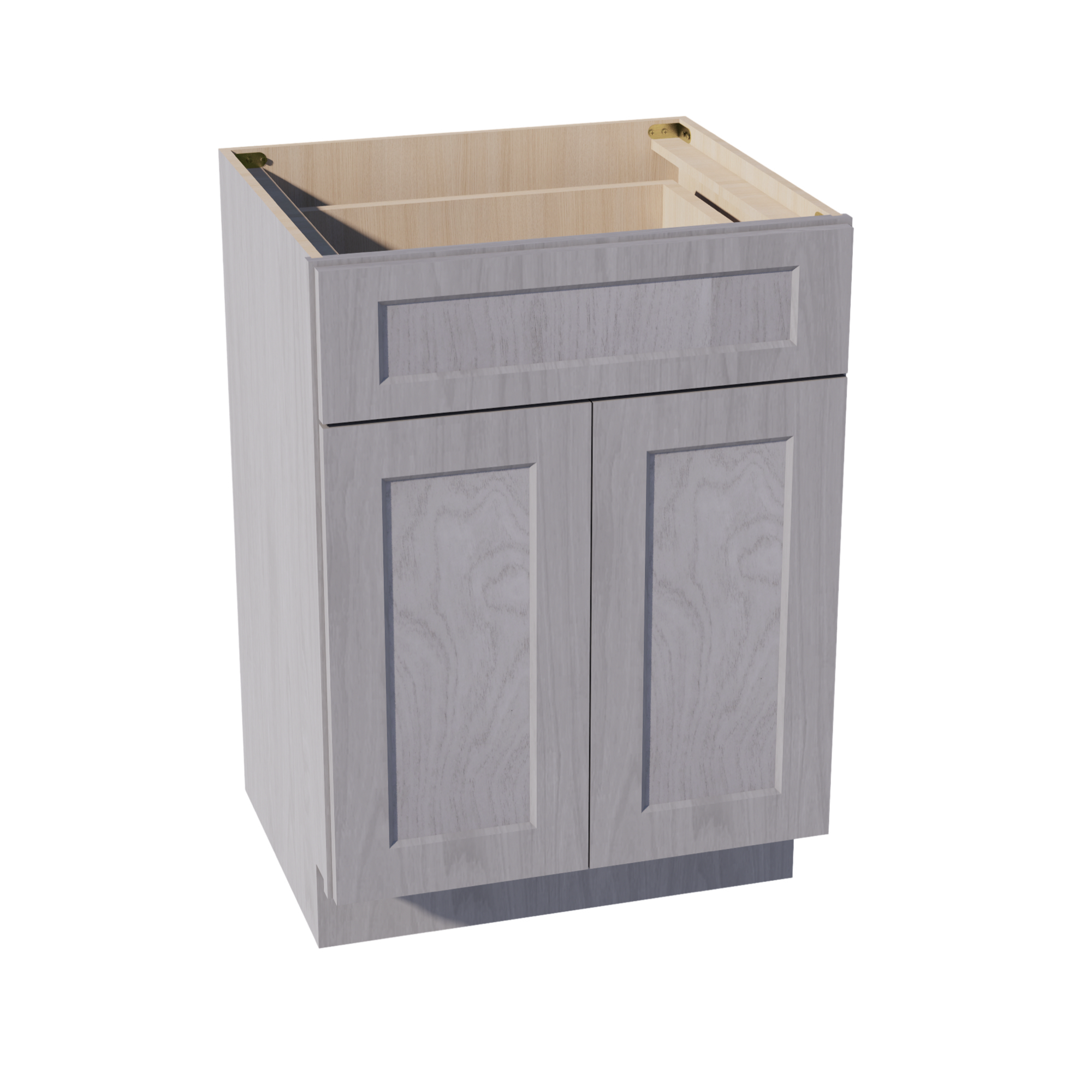 HLG-VB2421: Light Gray Shaker 24"W x 34-1/2"H x 21"D 2 Doors & 1 Drawer Double Door Vanity Base Cabinets