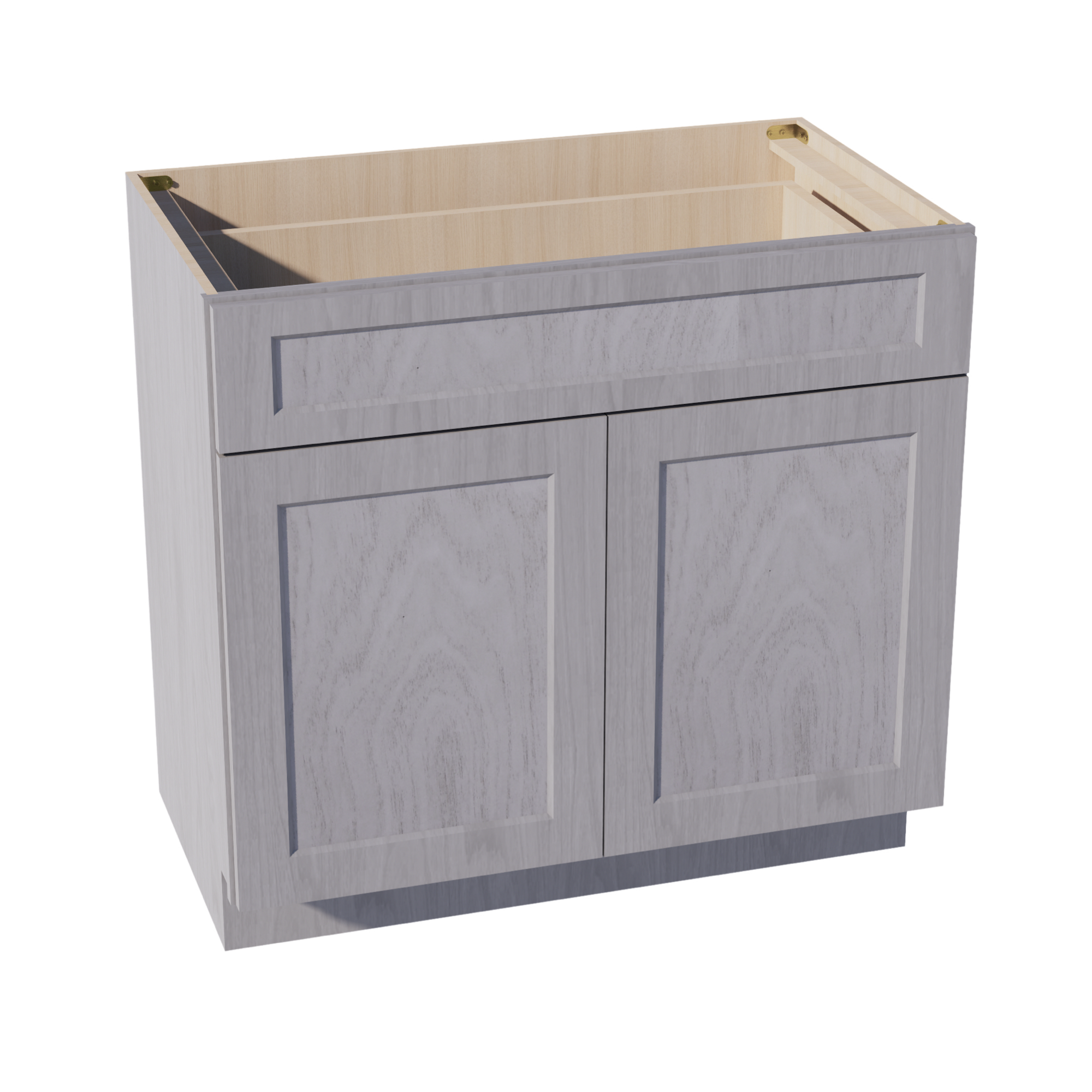 HLG-VB3621: Light Gray Shaker 36"W x 34-1/2"H x 21"D 2 Doors & 1 Drawer Double Door Vanity Base Cabinets