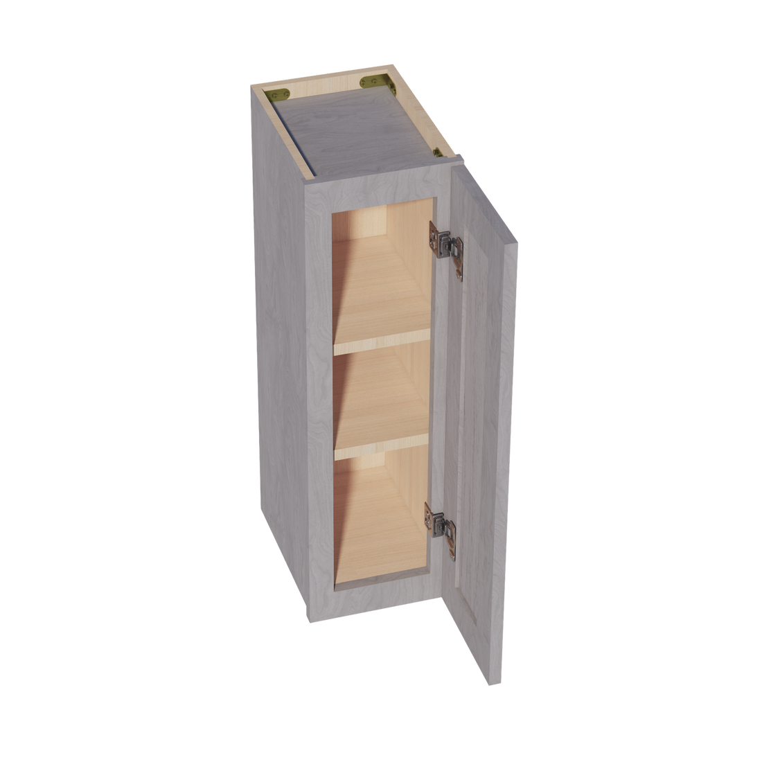 HLG-W0930: Light Gray Shaker 09"W x 30"H 1 Door & 2 Shelves Standard Wall Cabinet