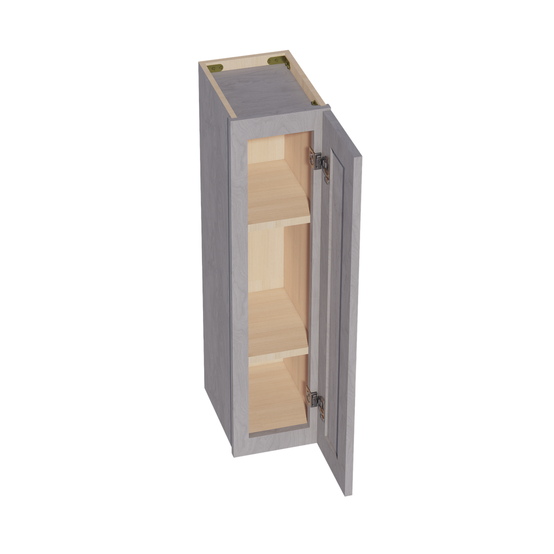 HLG-W0936: Light Gray Shaker 09"W x 36"H 1 Door & 2 Shelves Standard Wall Cabinet