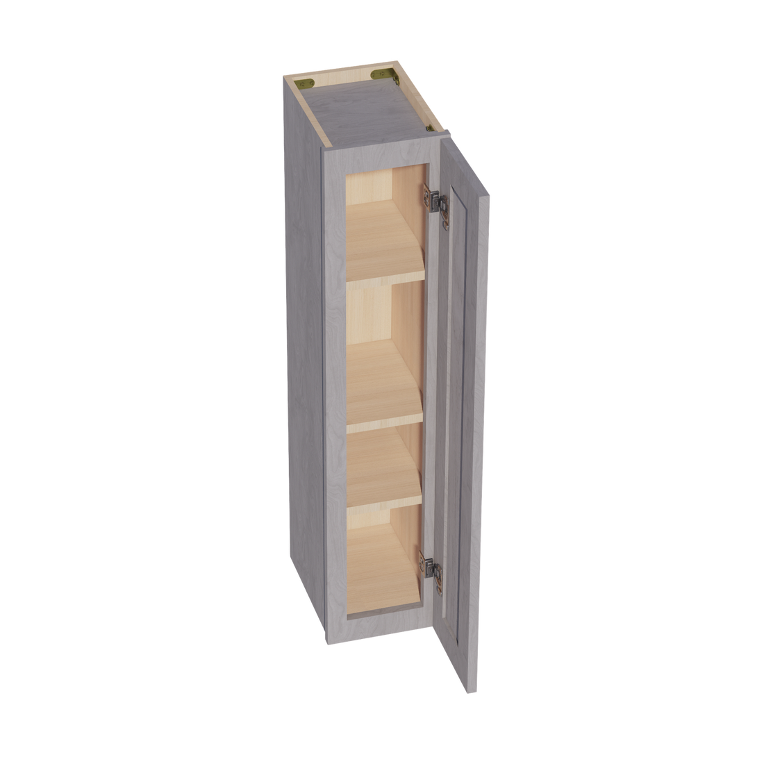 HLG-W0942: Light Gray Shaker 09"W x 42"H 1 Door & 3 Shelves Standard Wall Cabinet