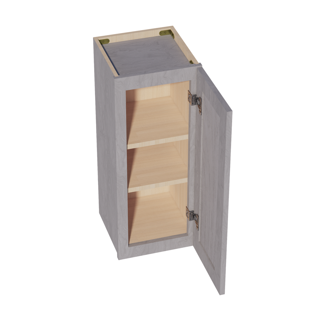 HLG-W1230: Light Gray Shaker 12"W x 30"H 1 Door & 2 Shelves Standard Wall Cabinet