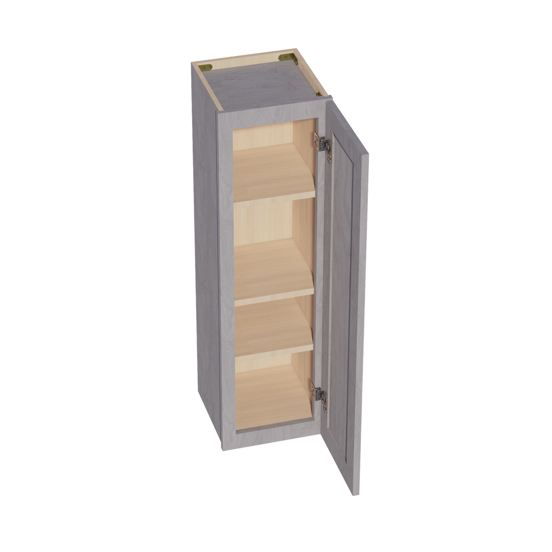 HLG-W1242: Light Gray Shaker 12"W x 42"H 1 Door & 3 Shelves Standard Wall Cabinet