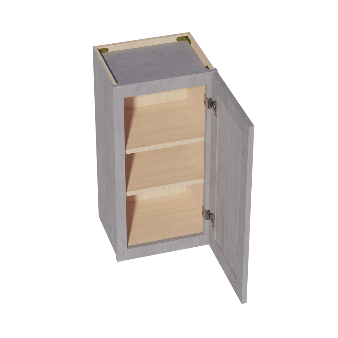HLG-W1530: Light Gray Shaker 15"W x 30"H 1 Door & 2 Shelves Standard Wall Cabinet