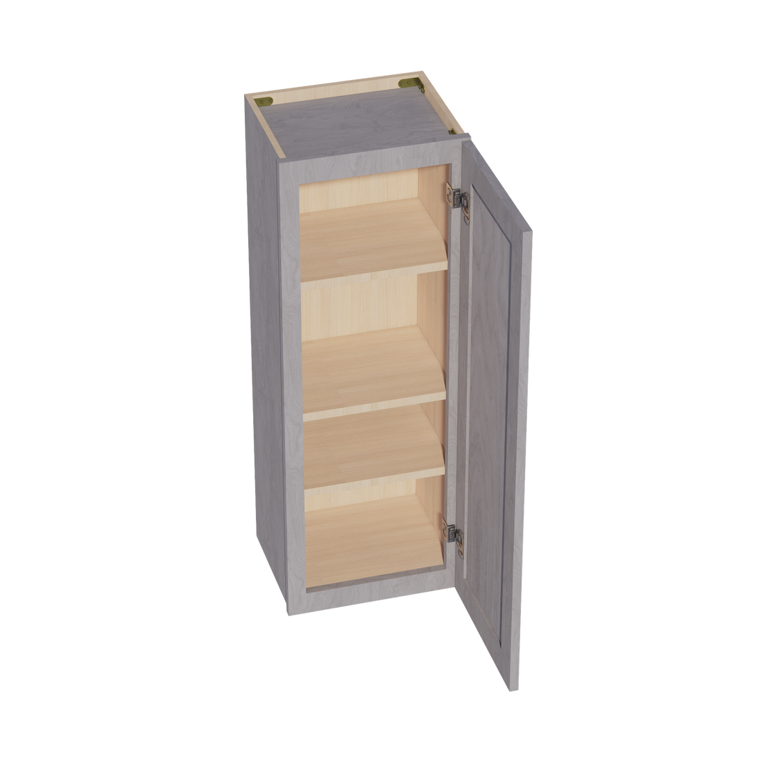 HLG-W1542: Light Gray Shaker 15"W x 42"H 1 Door & 3 Shelves Standard Wall Cabinet
