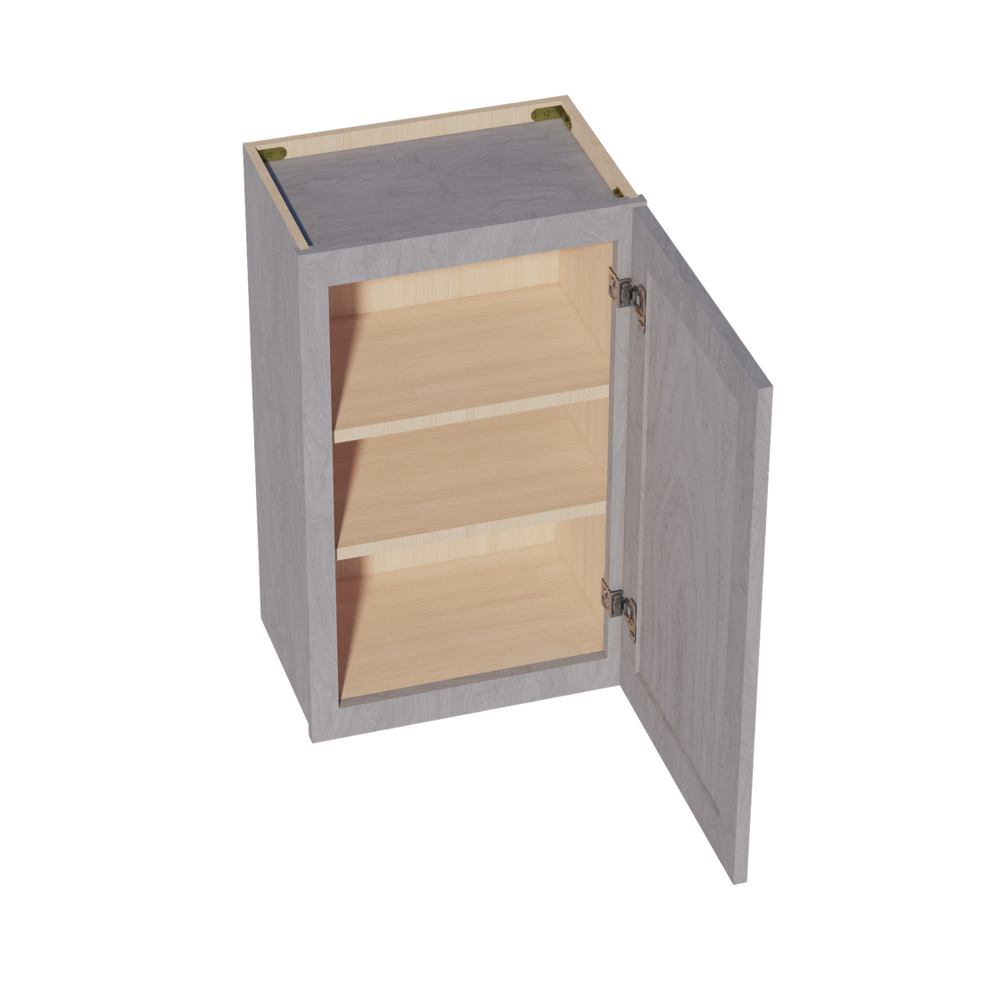 HLG-W1830: Light Gray Shaker 18"W x 30"H 1 Door & 2 Shelves Standard Wall Cabinet