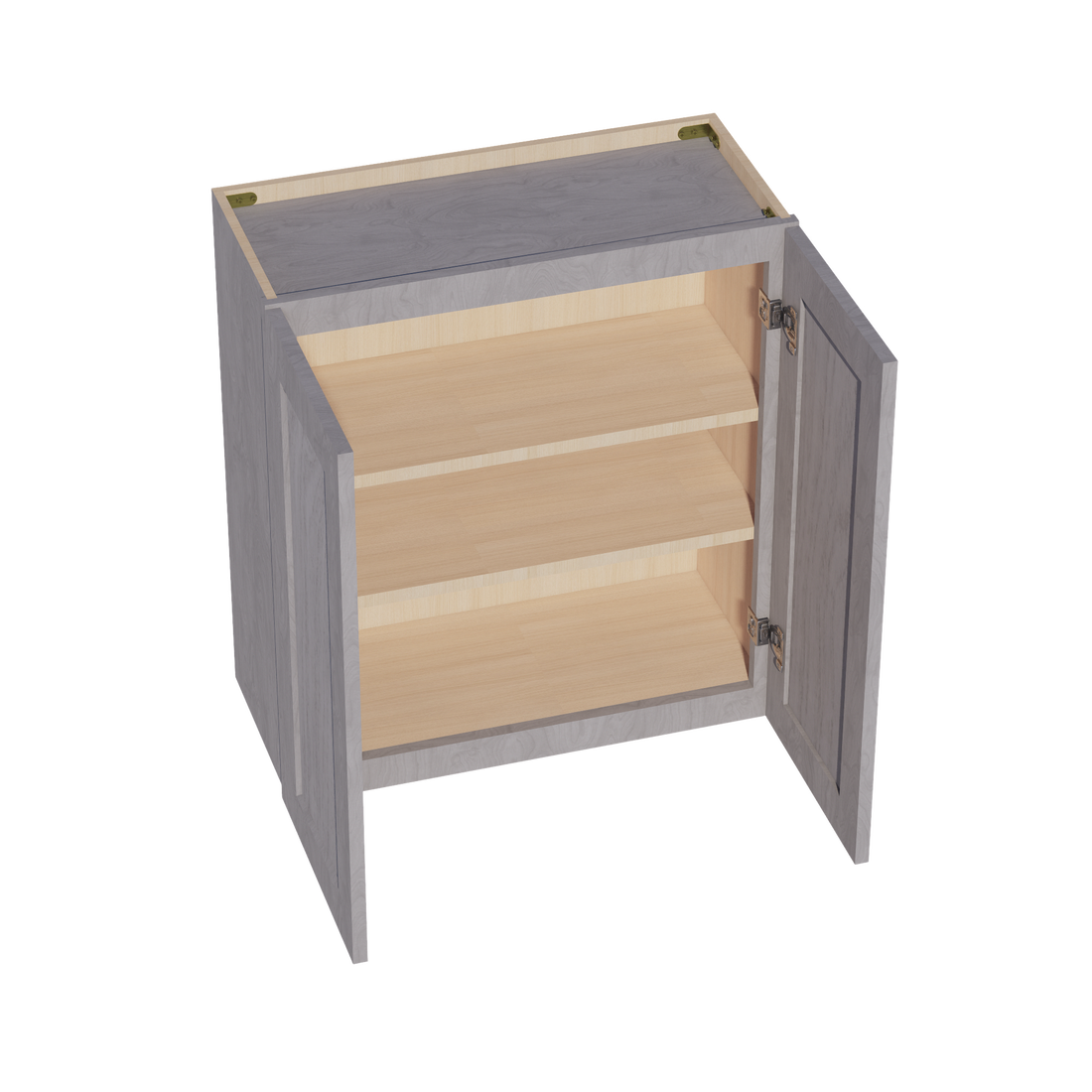 HLG-W2730: Light Gray Shaker 27"W x 30"H 2 Doors & 2 Shelves Standard Wall Cabinet