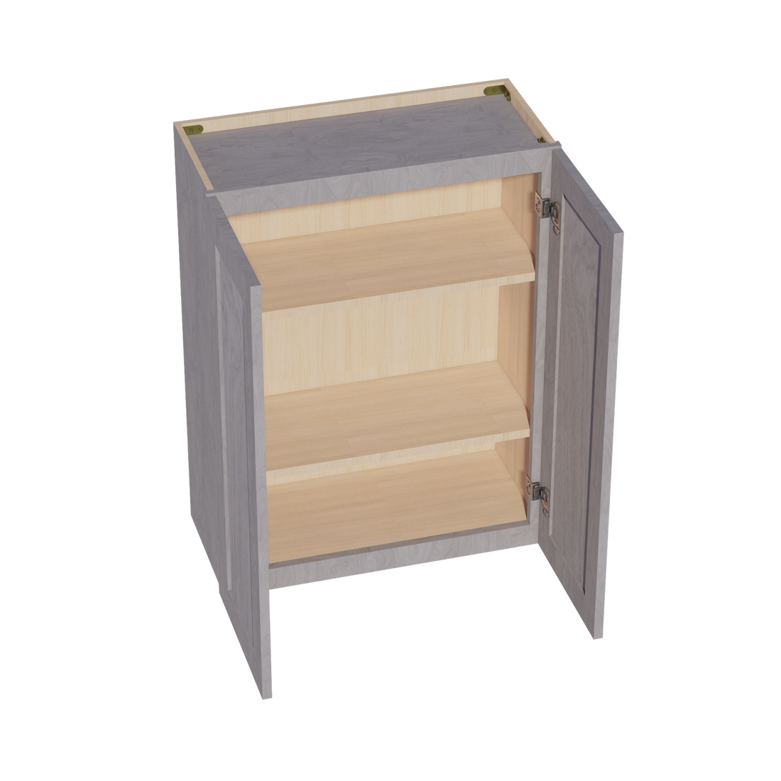 HLG-W2736: Light Gray Shaker 27"W x 36"H 2 Doors & 2 Shelves Standard Wall Cabinet