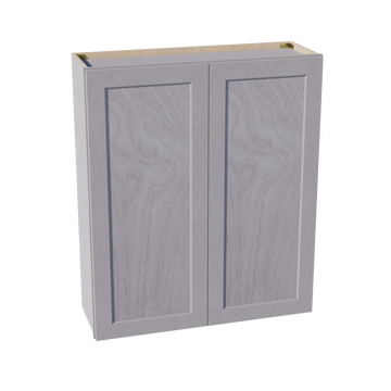 HLG-W3642: Light Gray Shaker 36"W x 42"H 2 Doors & 3 Shelves Standard Wall Cabinet