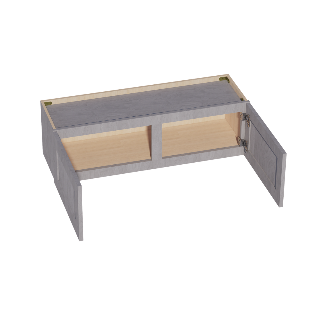 HLG-W3912: Light Gray Shaker 39"W x 12"H 2 Doors Standard Wall Bridge Cabinet