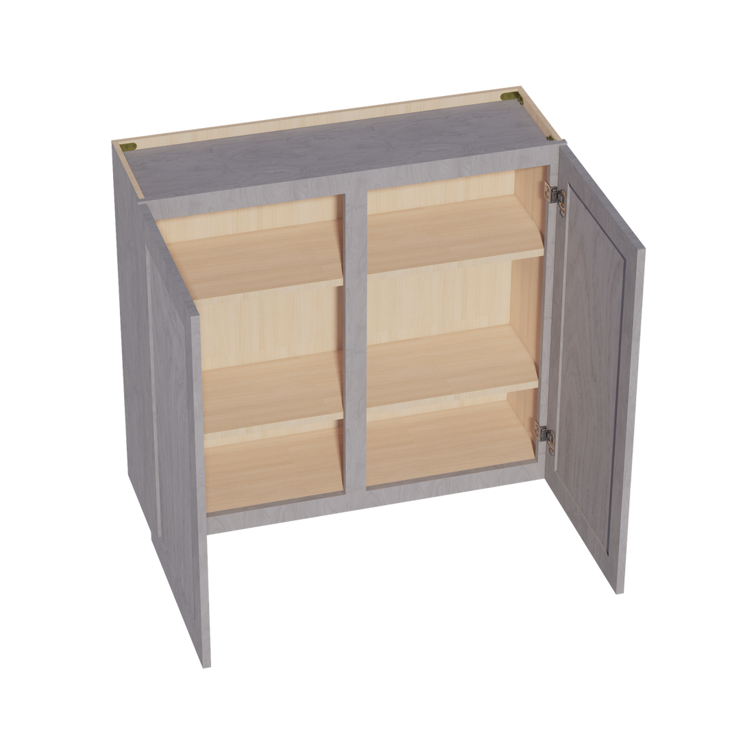 HLG-W3936: Light Gray Shaker 39"W x 36"H 2 Doors & 2 Shelves Standard Wall Cabinet