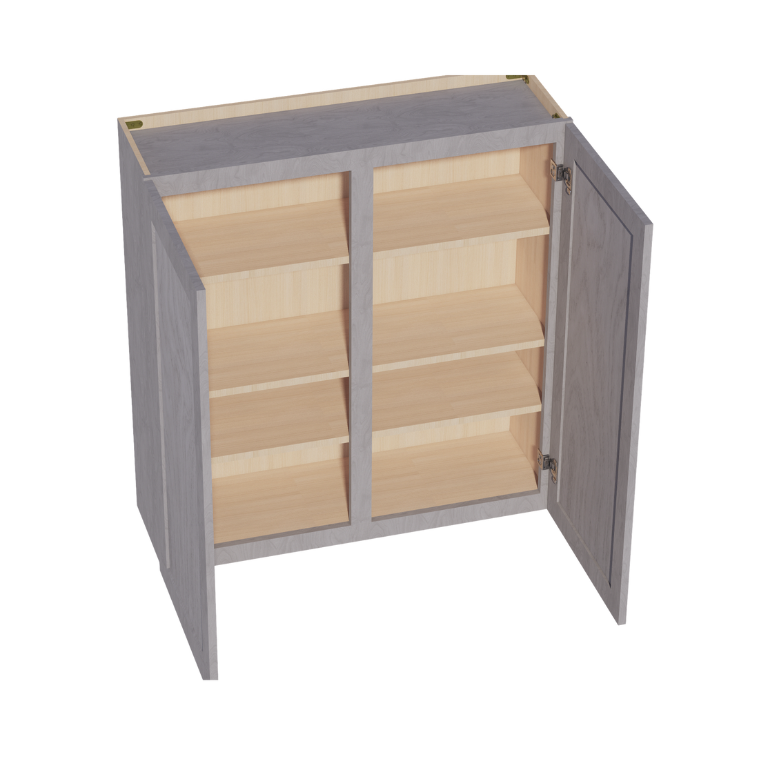 HLG-W3942: Light Gray Shaker 39"W x 42"H 2 Doors & 3 Shelves Standard Wall Cabinet