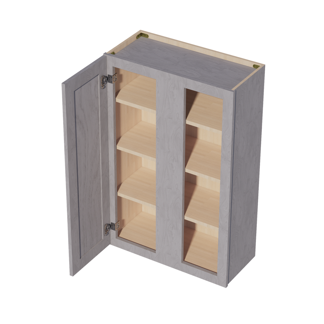 HLG-WBC2742: Light Gray Shaker 27"W x 42"H 1 Door & 2 Shelves Wall Blind Corner Cabinets
